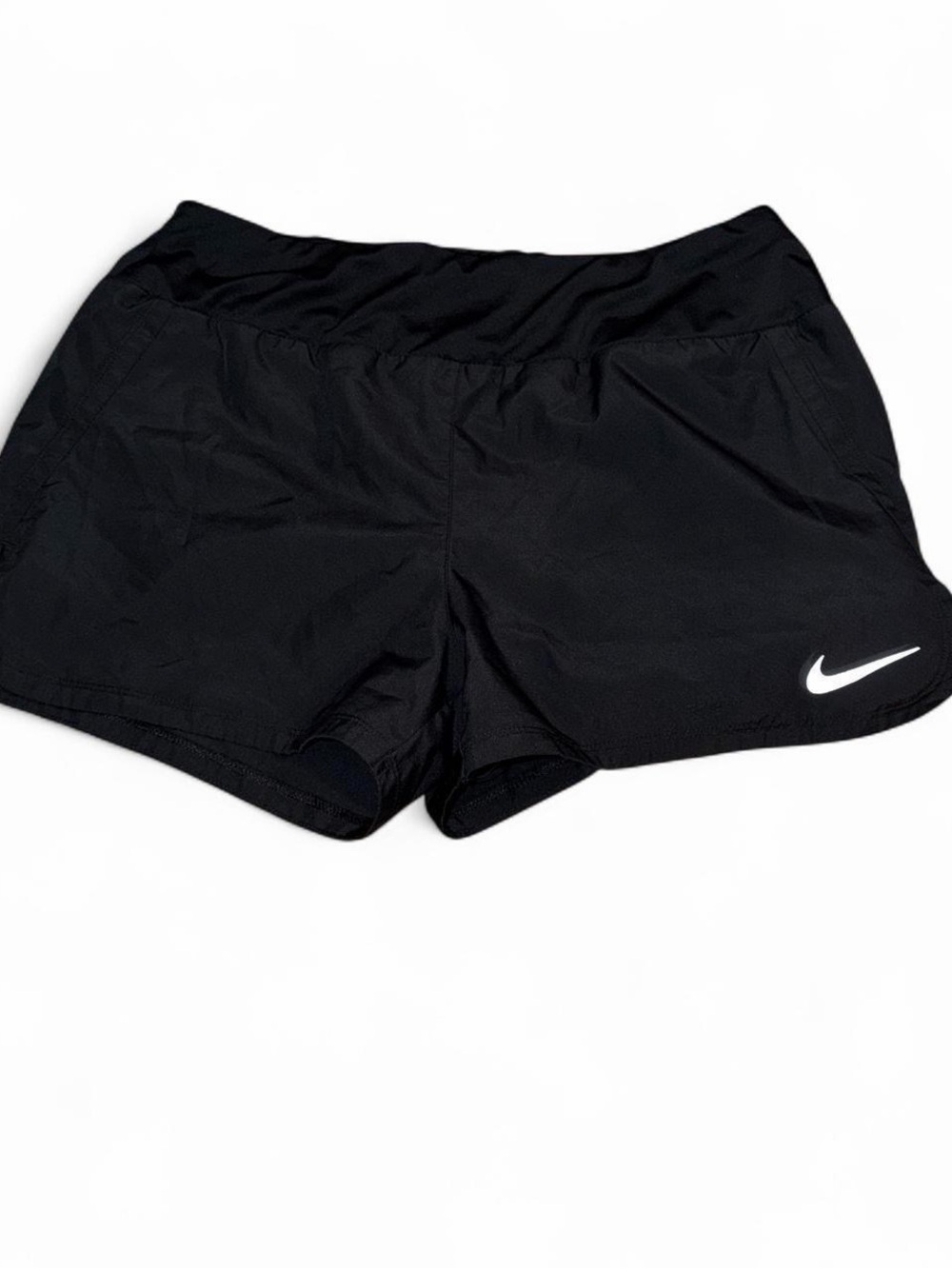 Nike Women's Black Dri-Fit Athletic Shorts with White Swoosh